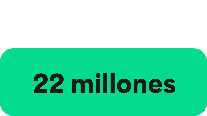 A Green icon showcasing a large Green circle and two smaller ones on either side, in a diagonal format. The words 22 Million are written in the centre.