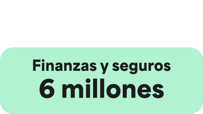 A Green icon showcasing a large Green circle and two smaller ones on the right hand side. The words Money and Insurance
6 Million are written in the centre.