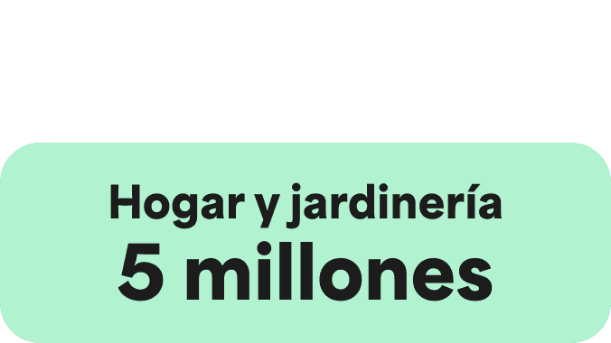 A Green icon showcasing a large Green circle and two smaller ones on the right hand side. The words Home and Garden
4.9 Million are written in the centre.