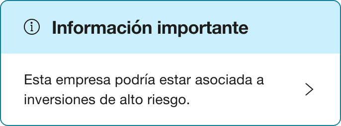 A Blue alert banner that says "You should know - This company may be linked to high-risk investments"
