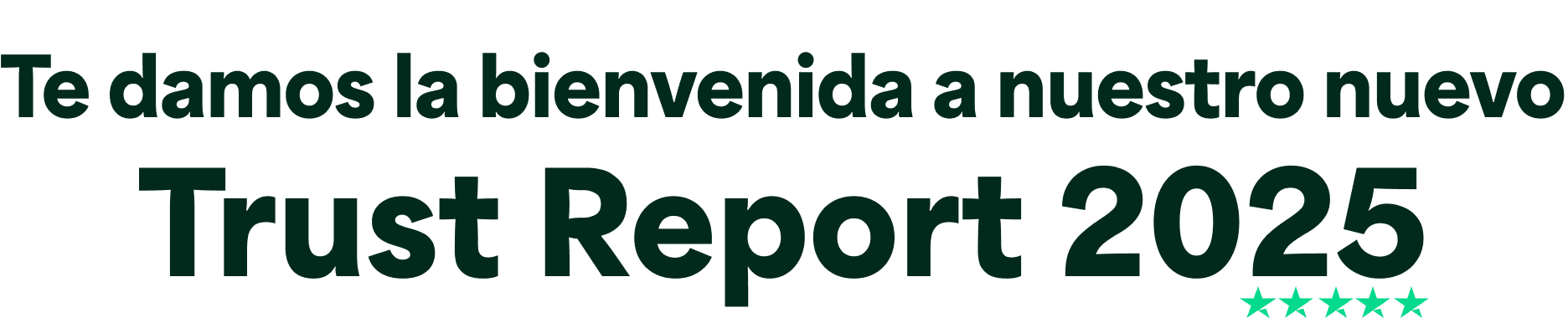 An image with the words Welcome to our new Trust Report 2025 which features 5 Trustpilot stars below 2025